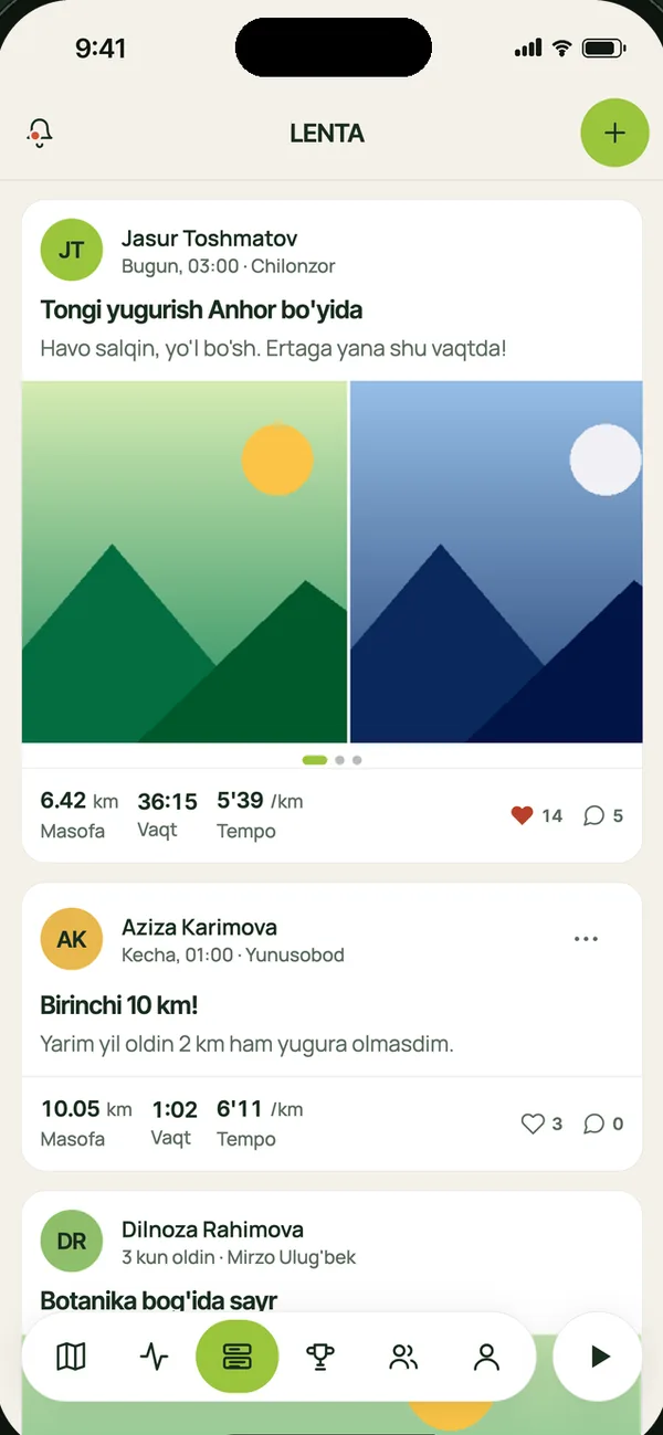 Egalla ilovasi ekrani